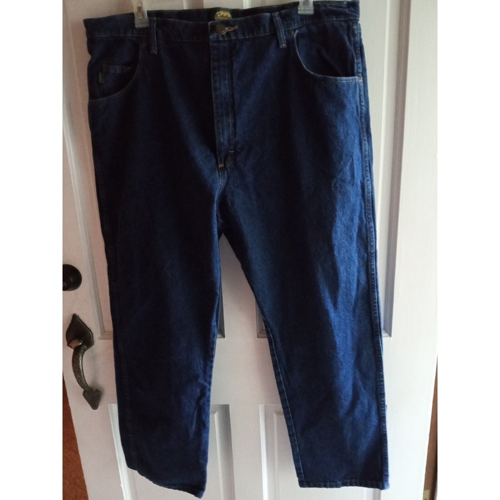 Cabelas Roughneck Mens Dark Wash Blue Denim‎ Jeans Five Pocket Workwear
